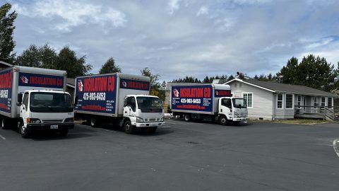 Insulation trucks arrive